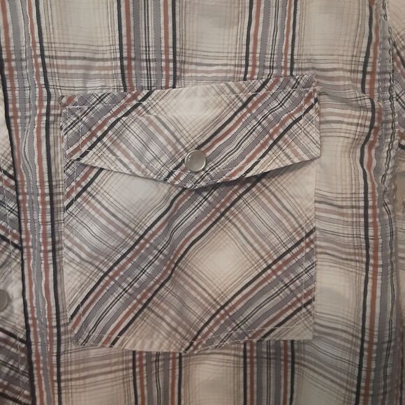 Buckle BKE Men Shirt XL Gray Plaid Slim Fit Pearl Snap Long Sleeve Western - Picture 2 of 10
